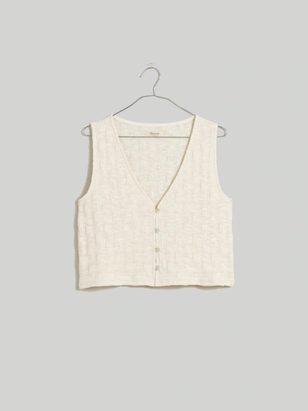 Madewell Cream Basketweave Knit Cottagecore Cotton Blend Crop Vest Top XS - Picture 6 of 14